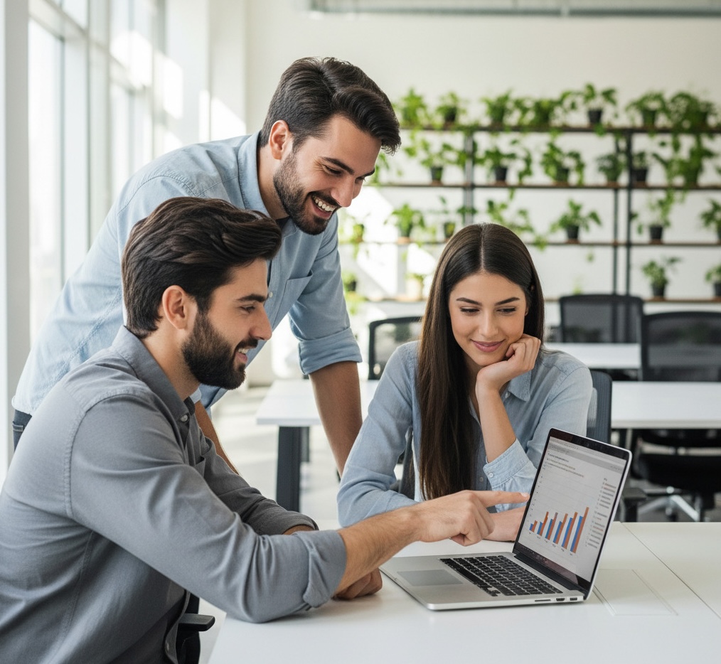 Group working on a laptop
